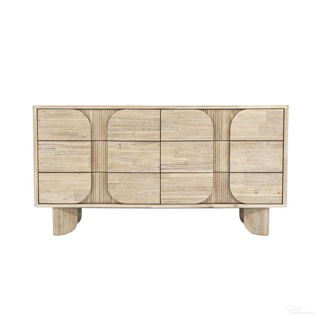 The appearance of Haru 6 Drawer Dresser In Sand Wash designed by LH Imports in the modern / contemporary interior design. This sand wash piece of furniture was selected by 1StopBedrooms from Haru Collection to add a touch of cosiness and style into your home. Sku: HAR006. Material: Acacia.