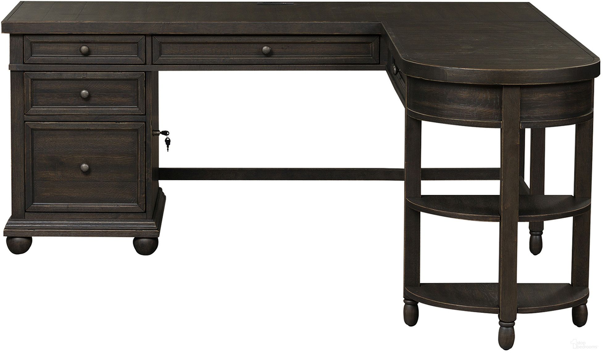 The appearance of Harvest Home Opt L Shaped Desk Set In Chalkboard designed by Liberty in the rustic / southwestern interior design. This chalkboard piece of furniture was selected by 1StopBedrooms from Harvest Home Collection to add a touch of cosiness and style into your home. Sku: 879-HO111B;879-HO111T;879-HO121. Material: Solid Rubberwood.