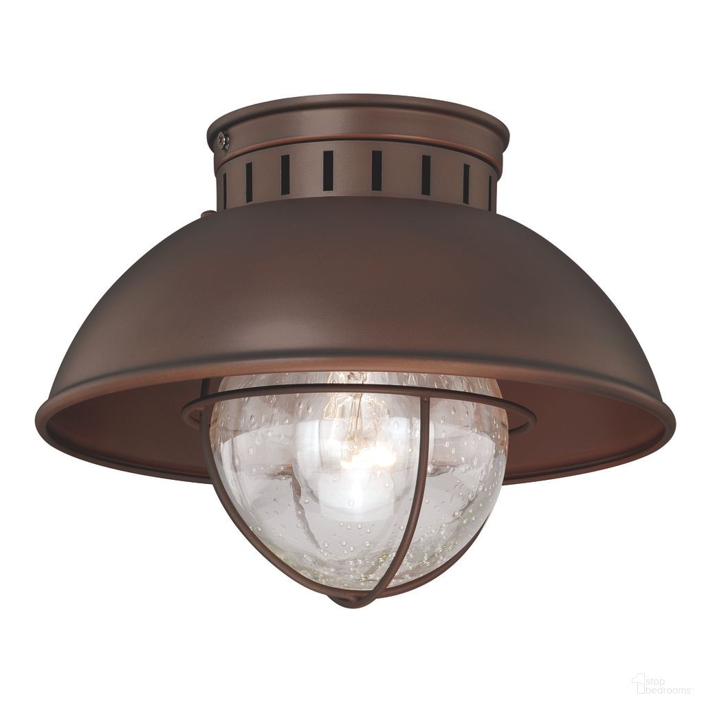 The appearance of Harwich 10 Inch Outdoor Flush Mount Ceiling Light In Burnished Bronze designed by Vaxcel in the coastal interior design. This burnished bronze piece of furniture was selected by 1StopBedrooms from Harwich Collection to add a touch of cosiness and style into your home. Sku: T0143. Material: Steel.