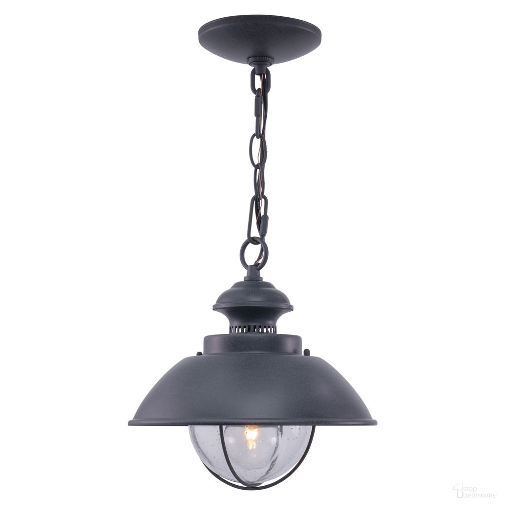 The appearance of Harwich 10 Inch Outdoor Pendant In Textured Gray designed by Vaxcel in the coastal interior design. This textured gray piece of furniture was selected by 1StopBedrooms from Harwich Collection to add a touch of cosiness and style into your home. Sku: T0265. Material: Steel.