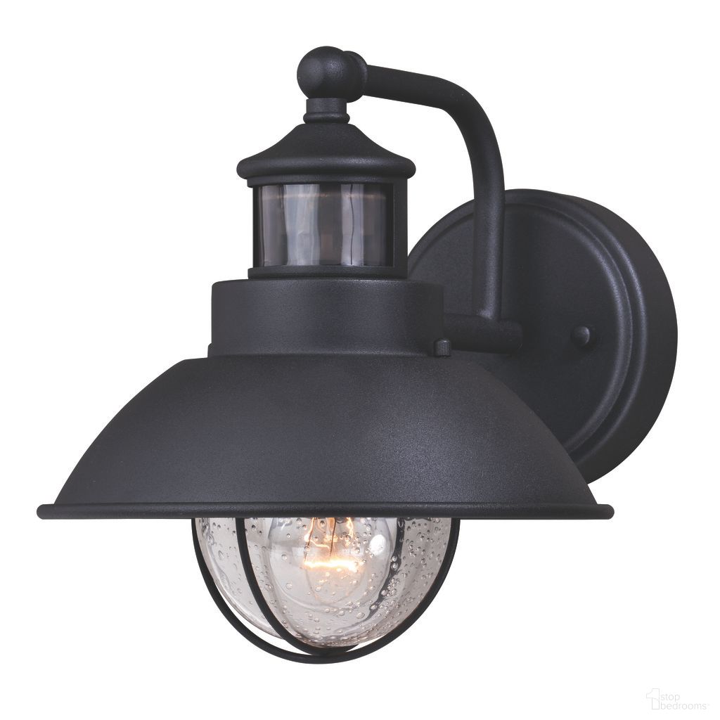 The appearance of Harwich Motion Sensor Dusk to Dawn Outdoor 11 Inch Wall Light In Textured Black designed by Vaxcel in the coastal interior design. This textured black piece of furniture  was selected by 1StopBedrooms from Harwich Collection to add a touch of cosiness and style into your home. Sku: T0260. Material: Steel.
