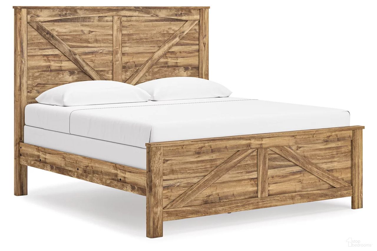 The appearance of Hastiport King Crossbuck Panel Bed In Brown designed by Signature Design by Ashley in the transitional interior design. This brown piece of furniture  was selected by 1StopBedrooms from Hastiport Collection to add a touch of cosiness and style into your home. Sku: NCB1580-56;NCB1580-58;NCB1580-97. Bed Type: Panel Bed. Bed Size: King.