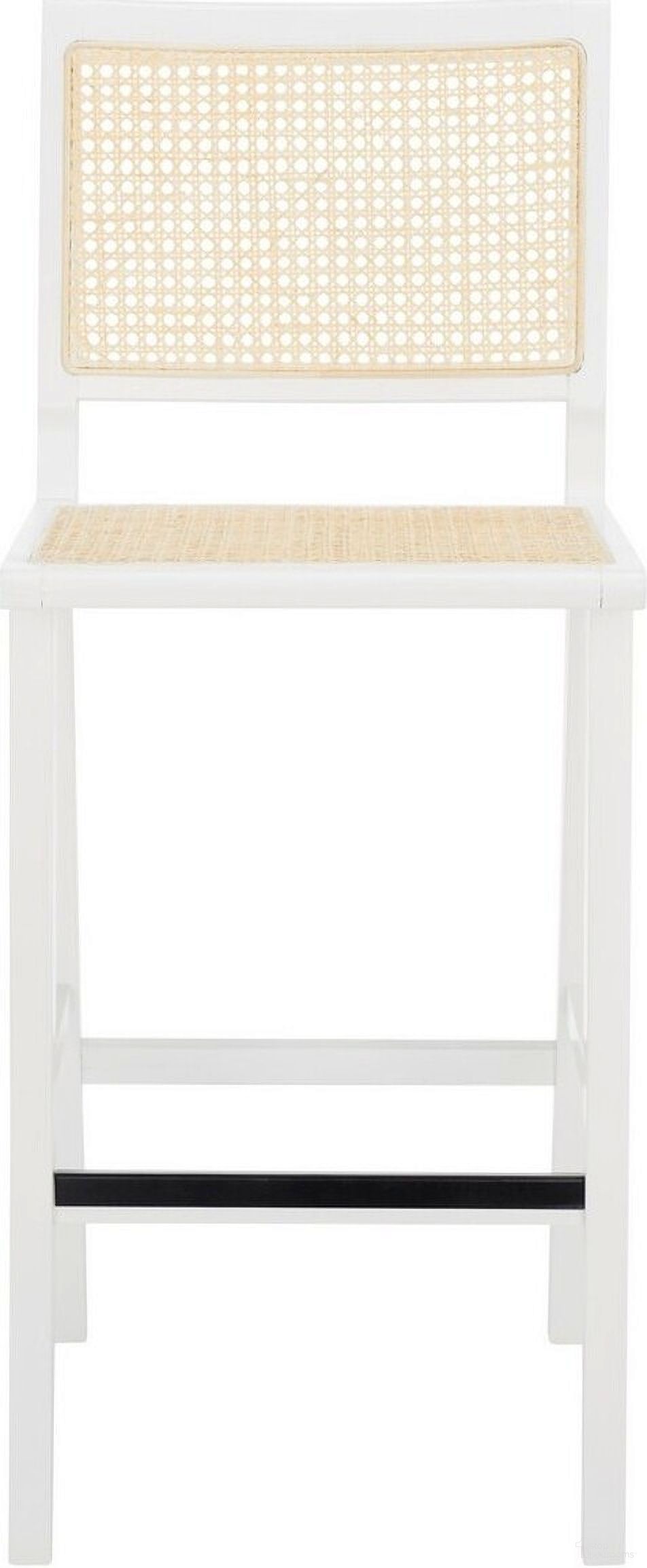 The appearance of Hattie French Cane Barstool In White/Natural designed by Safavieh Couture in the modern / contemporary interior design. This white/natural piece of furniture was selected by 1StopBedrooms from Hattie Collection to add a touch of cosiness and style into your home. Sku: SFV4140C. Material: Wood.