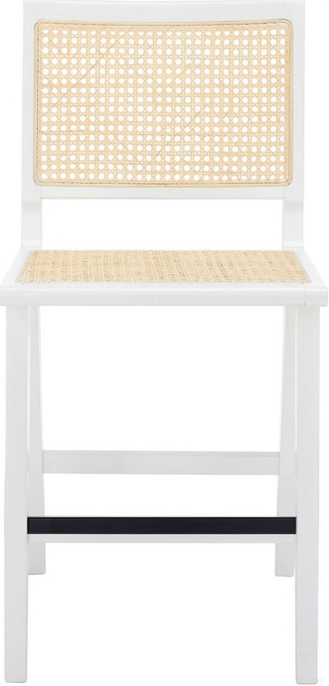The appearance of Hattie French Cane Counter Stool In White/Natural designed by Safavieh Couture in the modern / contemporary interior design. This white/natural piece of furniture  was selected by 1StopBedrooms from Hattie Collection to add a touch of cosiness and style into your home. Sku: SFV4139C. Material: Wood.