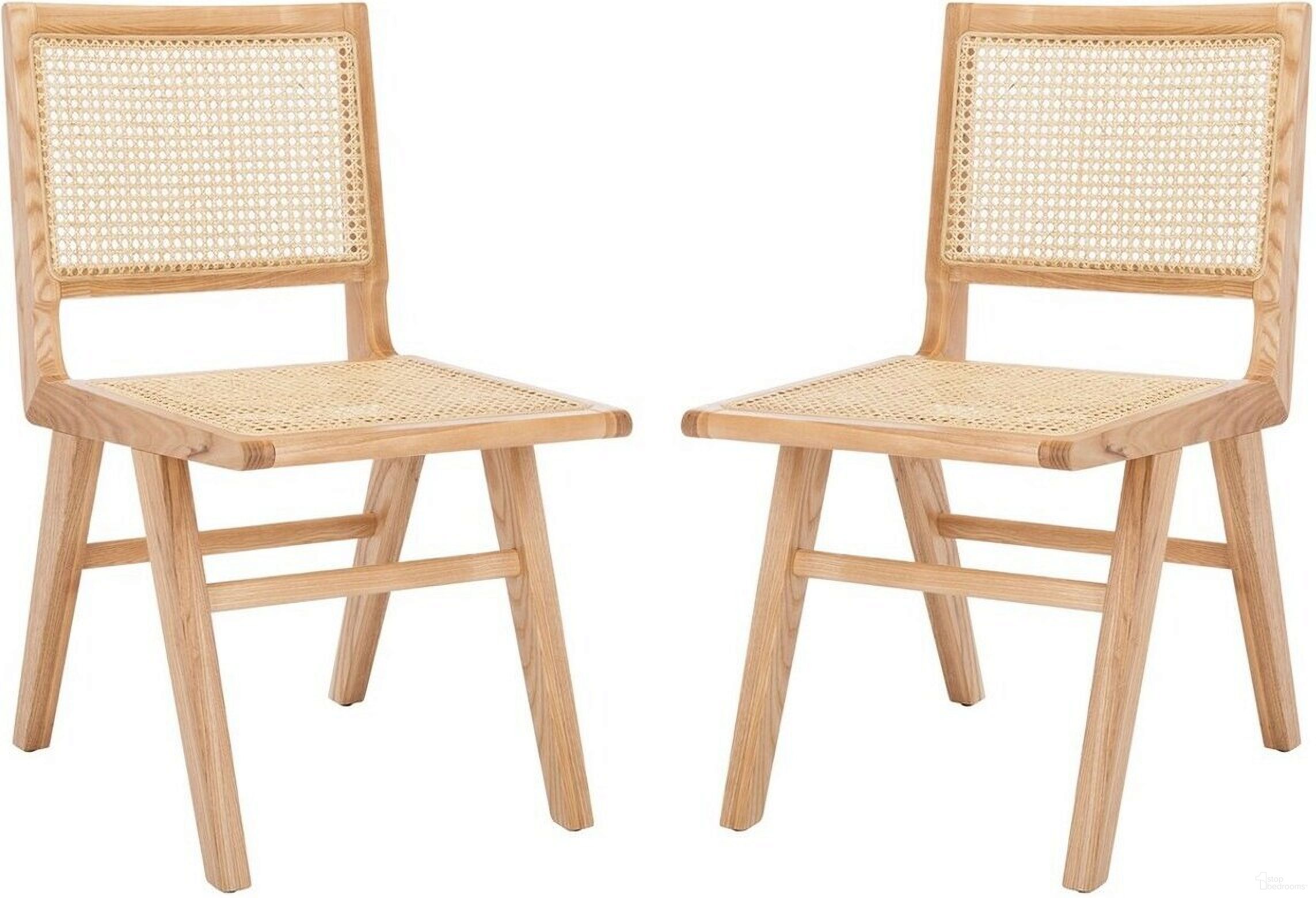 Hattie French Cane Dining Chair Set of 2 In Natural