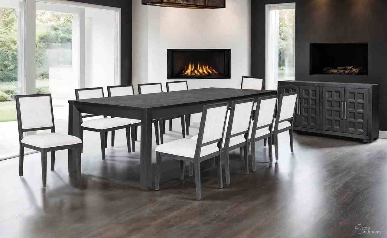 The appearance of Hatton Cross Rectangular Dining Room Set In Weathered Black designed by Furniture of America in the modern / contemporary interior design. This weathered black piece of furniture was selected by 1StopBedrooms from Hatton Cross Collection to add a touch of cosiness and style into your home. Sku: FM39011BK-T;FM39011BK-SC-2PK. Table Top Shape: Rectangular. Material: Engineered Wood. Size: 44" x 118".