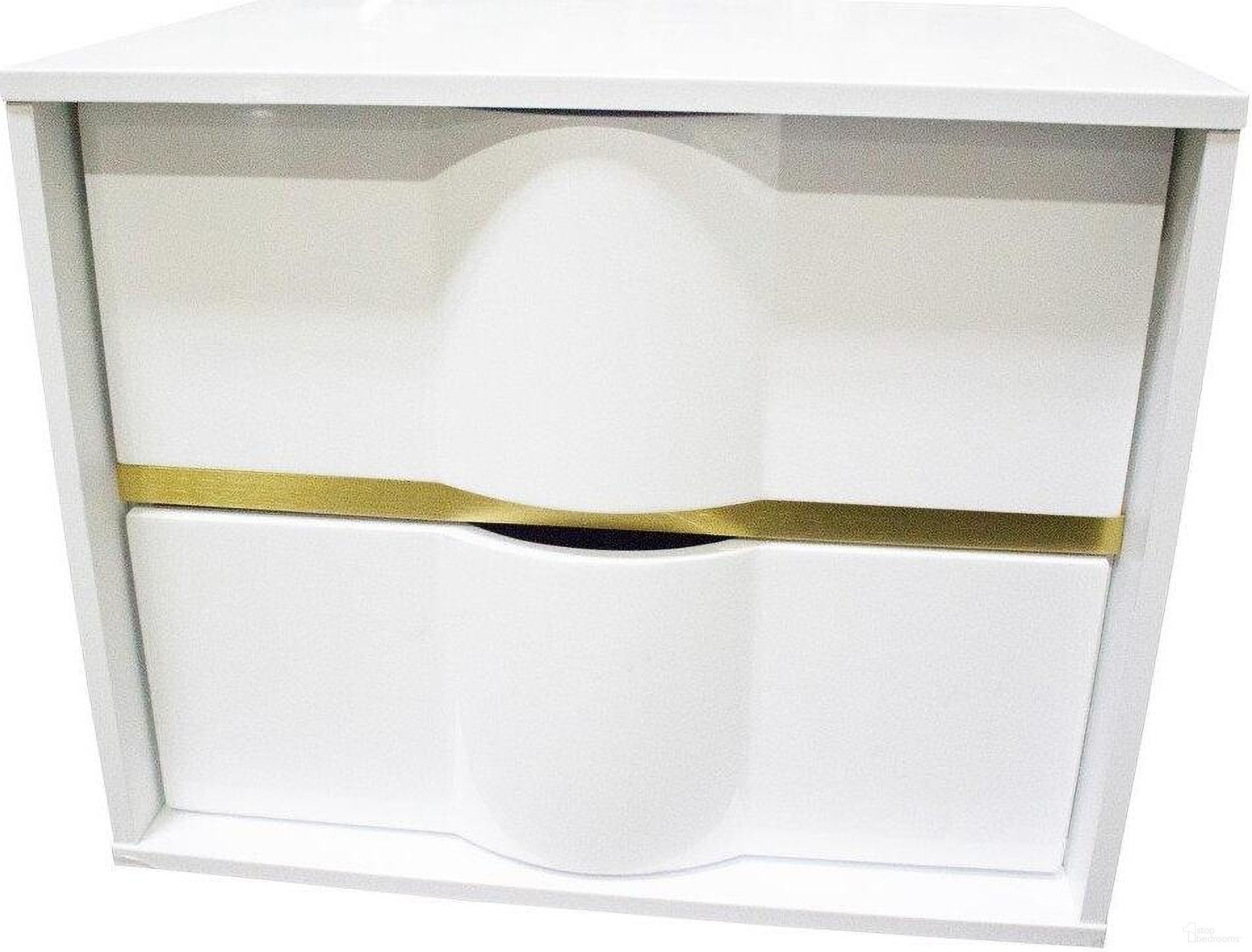 The appearance of Havana 2 Drawer Poplar Wood Bedroom Nightstand In White And Gold Trim designed by Best Master Furniture in the modern / contemporary interior design. This white/gold piece of furniture  was selected by 1StopBedrooms from Havana Collection to add a touch of cosiness and style into your home. Sku: HAVAWN. Material: Wood.