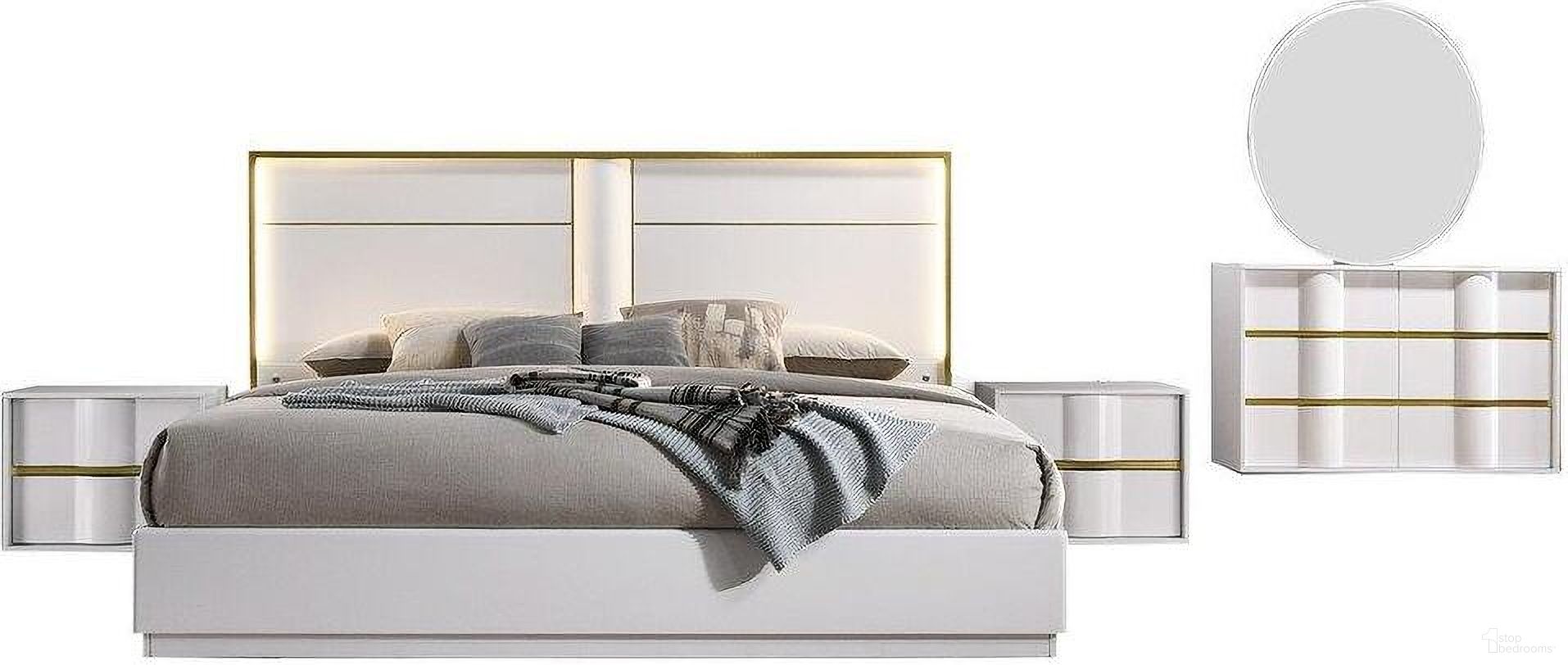 The appearance of Havana 5 Piece Poplar Wood Eastern King Bedroom Set In White And Gold Trim designed by Best Master Furniture in the modern / contemporary interior design. This white/gold piece of furniture was selected by 1StopBedrooms from Havana Collection to add a touch of cosiness and style into your home. Sku: HAVAWEK5. Material: Wood. Bed Size: King.