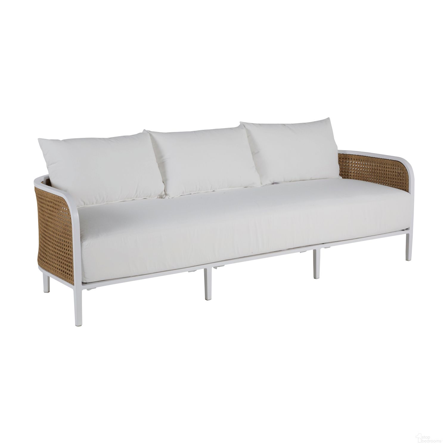 The appearance of Havana (Cane) Sofa In Avila Navy designed by Summer Classics in the modern / contemporary interior design. This avila navy piece of furniture was selected by 1StopBedrooms from Havana Collection to add a touch of cosiness and style into your home. Sku: 4382102+C782P4947N. Material: Wicker.