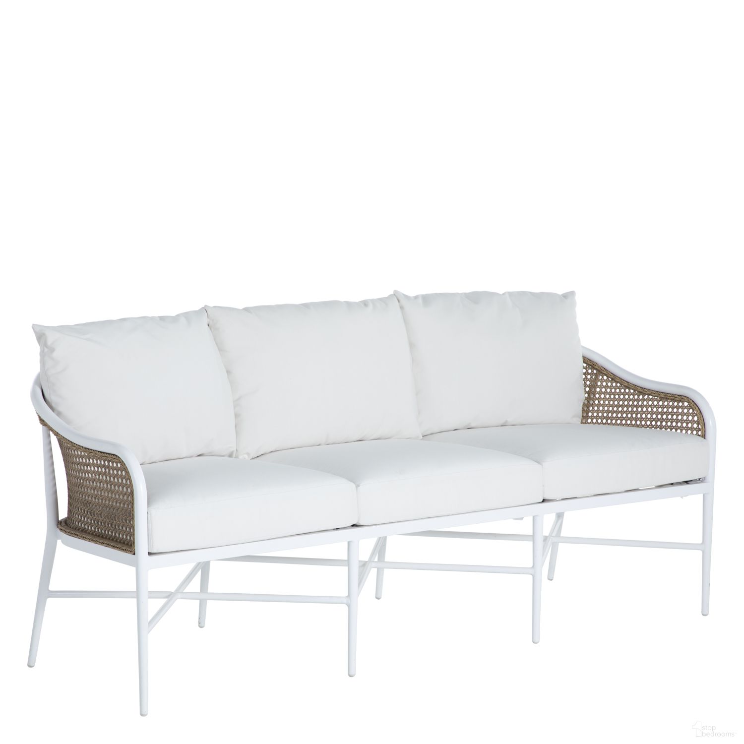 The appearance of Havana Euro Sofa In Cabana Stripe Fossil designed by Summer Classics in the modern / contemporary interior design. This cabana stripe fossil piece of furniture  was selected by 1StopBedrooms from Havana Collection to add a touch of cosiness and style into your home. Sku: 1306102+C260P439N. Material: Wicker.