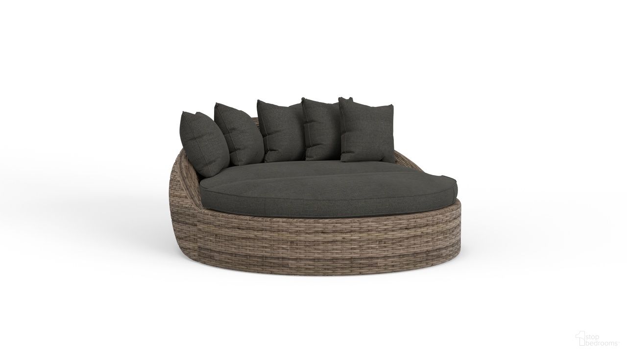 The appearance of Havana Round Daybed in Spectrum Carbon designed by Sunset West in the transitional interior design. This spectrum carbon piece of furniture was selected by 1StopBedrooms from Havana Collection to add a touch of cosiness and style into your home. Sku: SW1701-99-OTT-48085. Material: Resin Wicker.