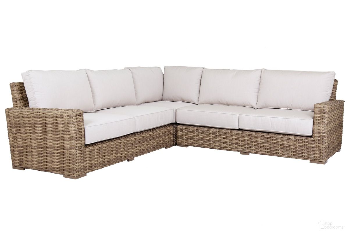 The appearance of Havana Sectional in Canvas Flax designed by Sunset West in the transitional interior design. This canvas flax piece of furniture was selected by 1StopBedrooms from Havana Collection to add a touch of cosiness and style into your home. Sku: SW1701-SEC-FLX-STKIT. Material: Resin Wicker.