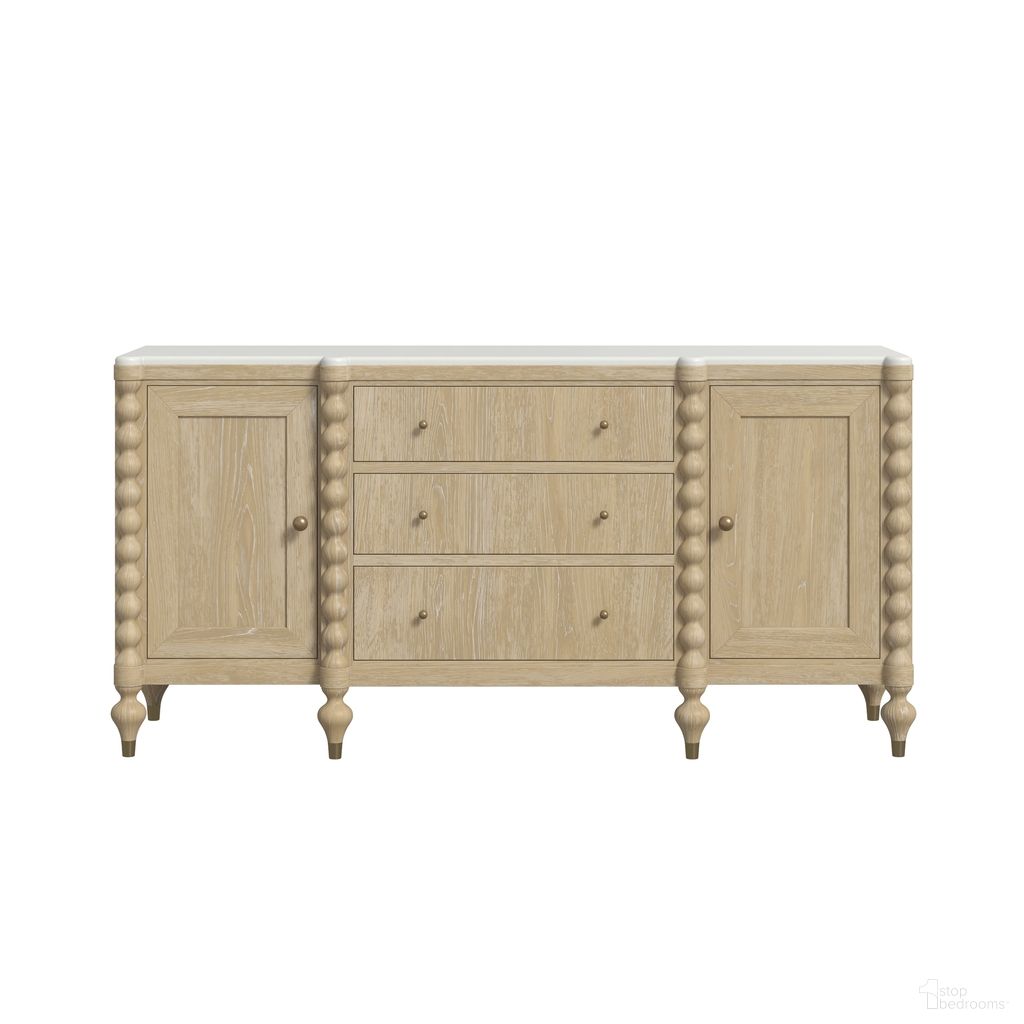 The appearance of Haven Credenza In Blonde Oak designed by A.R.T. in the transitional interior design. This blonde oak piece of furniture was selected by 1StopBedrooms from Haven Collection to add a touch of cosiness and style into your home. Sku: 339252-2325. Material: Parawood.