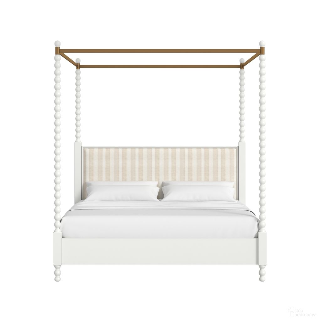 The appearance of Haven King Upholstered Canopy Poster Bed In Warm White designed by A.R.T. in the transitional interior design. This warm white piece of furniture was selected by 1StopBedrooms from Haven Collection to add a touch of cosiness and style into your home. Sku: 339135-2367RS;339136-2367CN;339136-2367FB;339136-2367HB. Bed Type: Poster Bed. Bed Size: King. Material: Parawood.