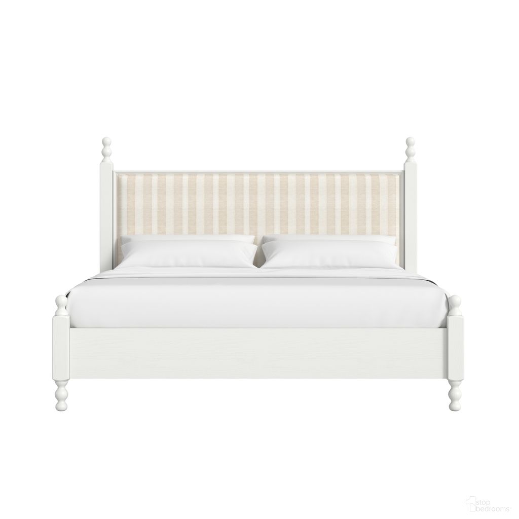 The appearance of Haven Queen Upholstered Finial Bed In Warm White designed by A.R.T. in the transitional interior design. This warm white piece of furniture was selected by 1StopBedrooms from Haven Collection to add a touch of cosiness and style into your home. Sku: 339135-2367FB;339135-2367HB;339135-2367RS. Bed Size: Queen. Material: Parawood. Bed Type: Upholstered Bed.