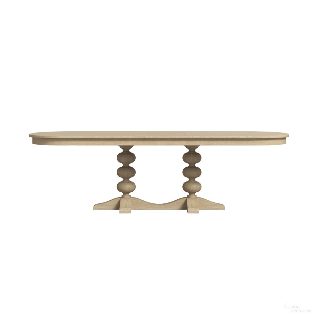 The appearance of Haven Rectangular Dining Table In Blonde Oak designed by A.R.T. in the transitional interior design. This blonde oak piece of furniture  was selected by 1StopBedrooms from Haven Collection to add a touch of cosiness and style into your home. Sku: 339221-2325. Table Base Style: Double Pedestal. Table Top Shape: Oval. Size: 46" x 102". Material: Parawood.