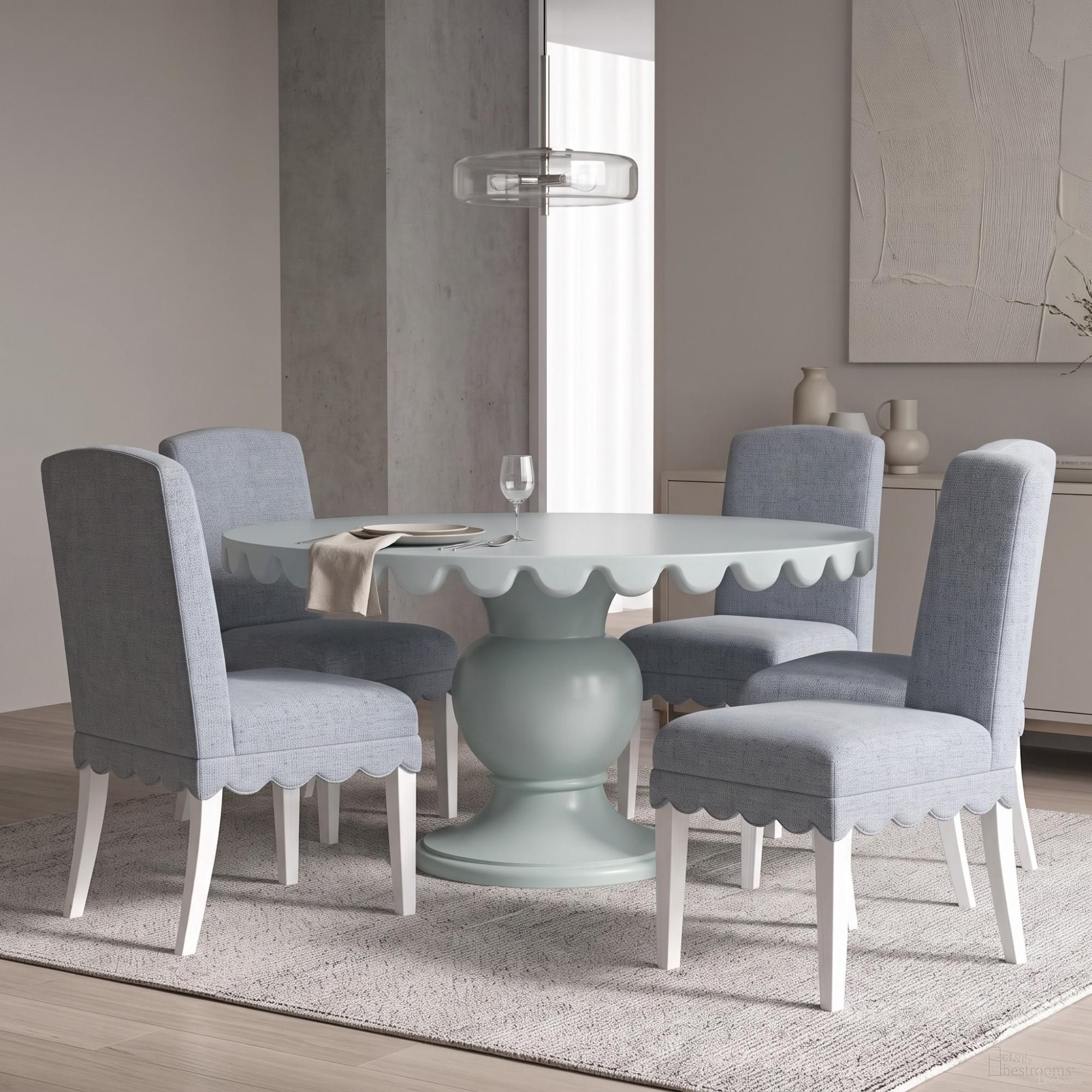 Haven Round Dining Room Set In Celadon and Blue