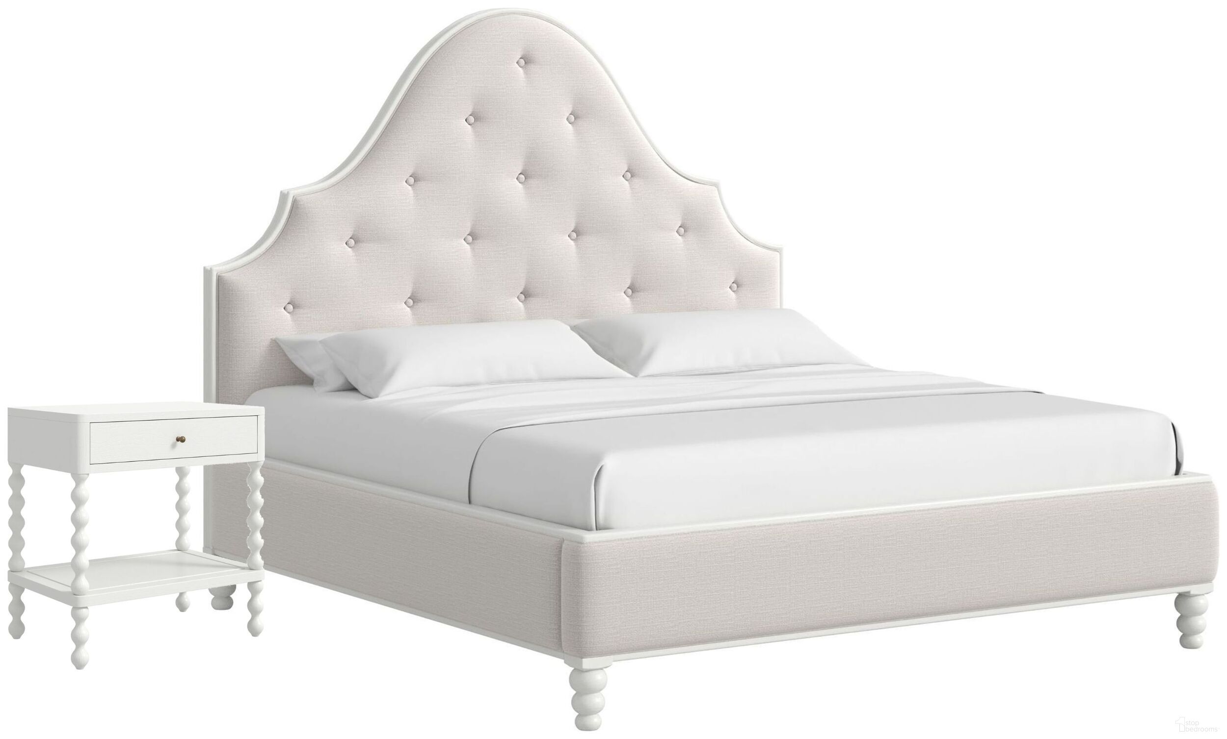 The appearance of Haven Upholstered Bedroom Set In Warm White designed by A.R.T. in the transitional interior design. This warm white piece of furniture was selected by 1StopBedrooms from Haven Collection to add a touch of cosiness and style into your home. Sku: 339125-2325FB;339125-2325HB;339125-2325RS;339140-2367. Material: Wood. Bed Size: King.