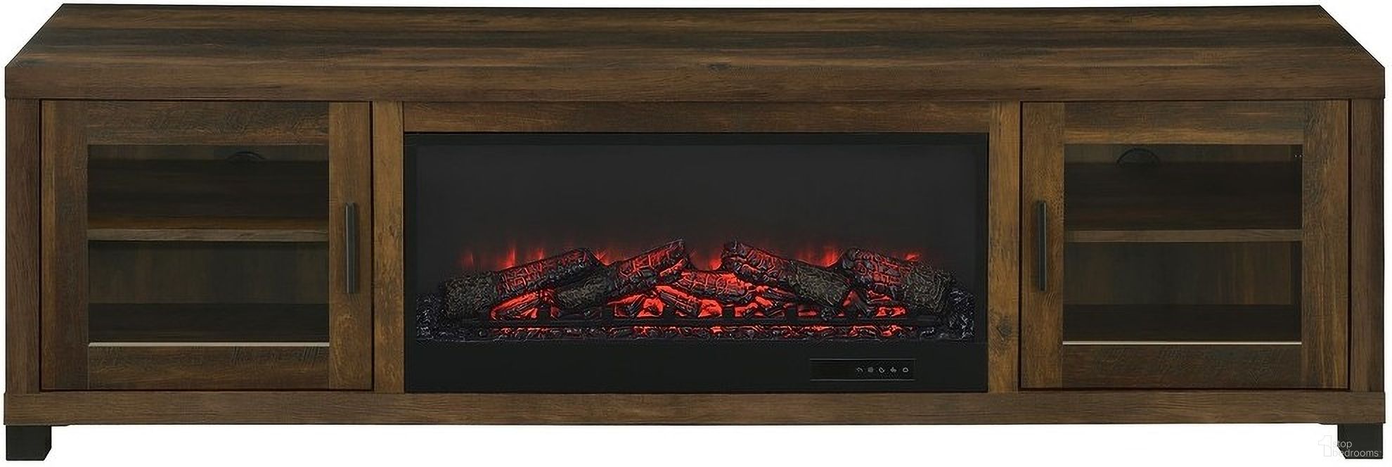 Havering 71-Inch TV Stand Fireplace Media Console In Dark Pine