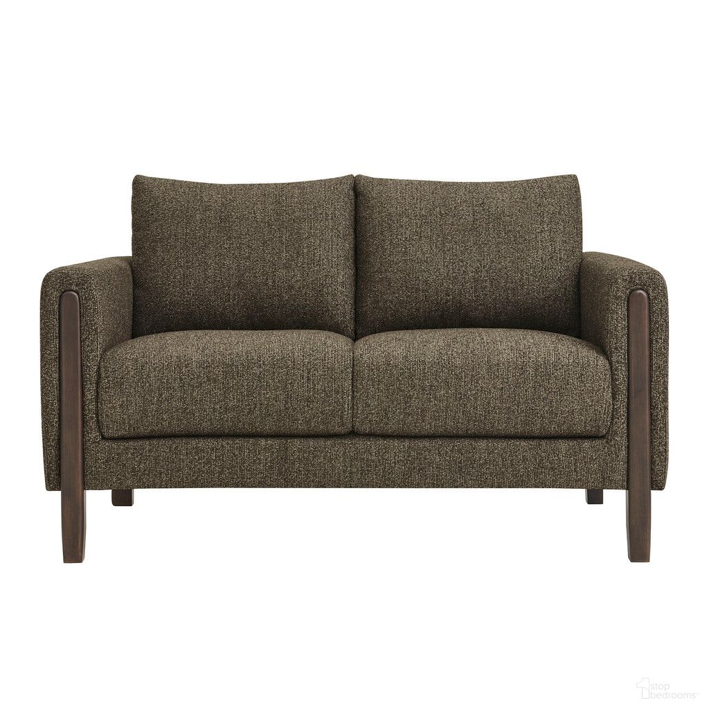 Hawken Boucle Fabric Loveseat In Antique Espresso