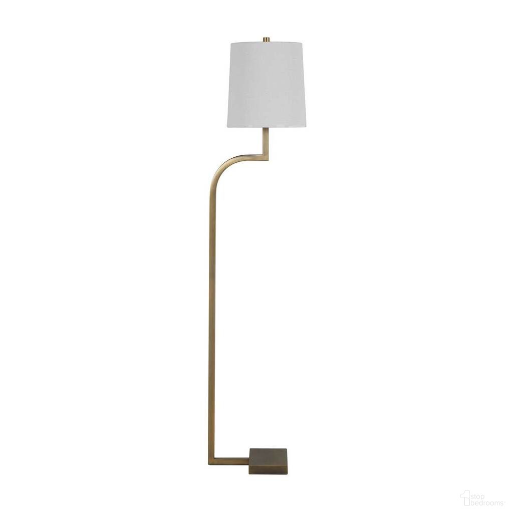 Hawthorne Floor Lamp In Matte Antique Brass and White