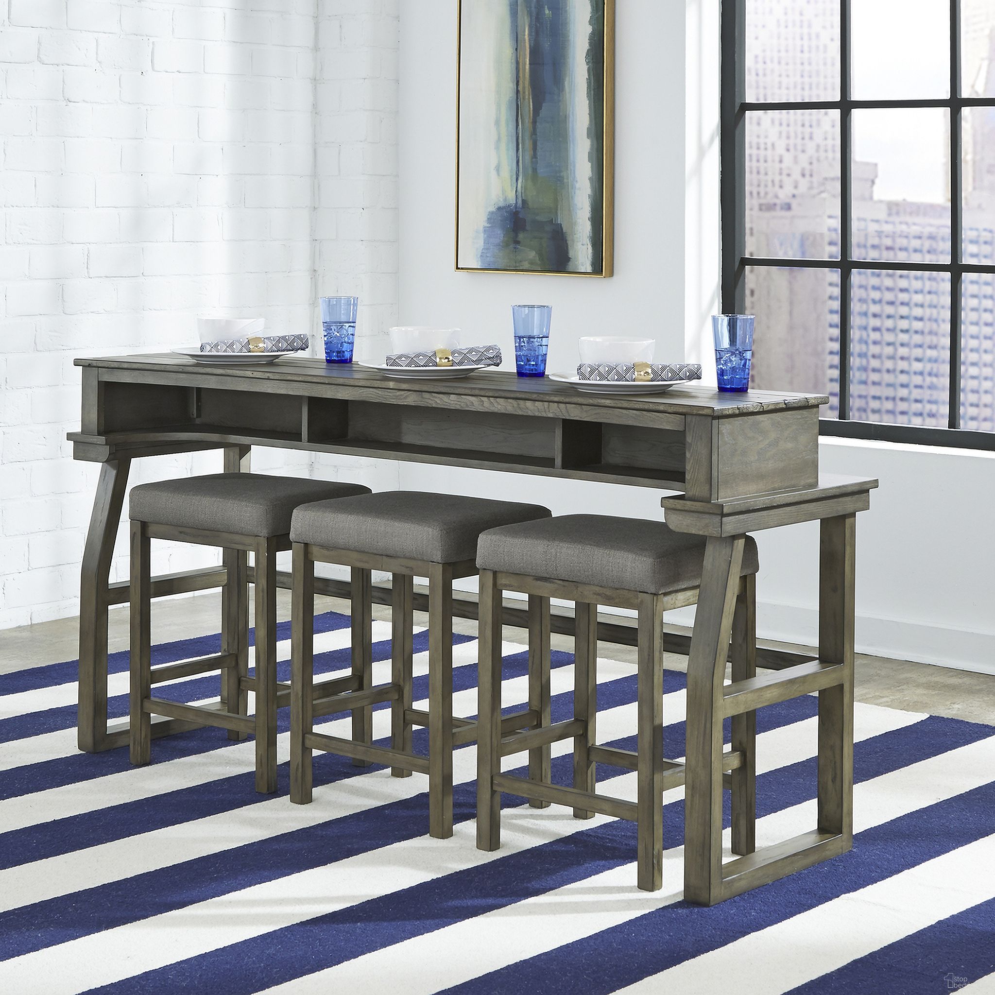 Hayden Way Gray Wash Bar Table Set