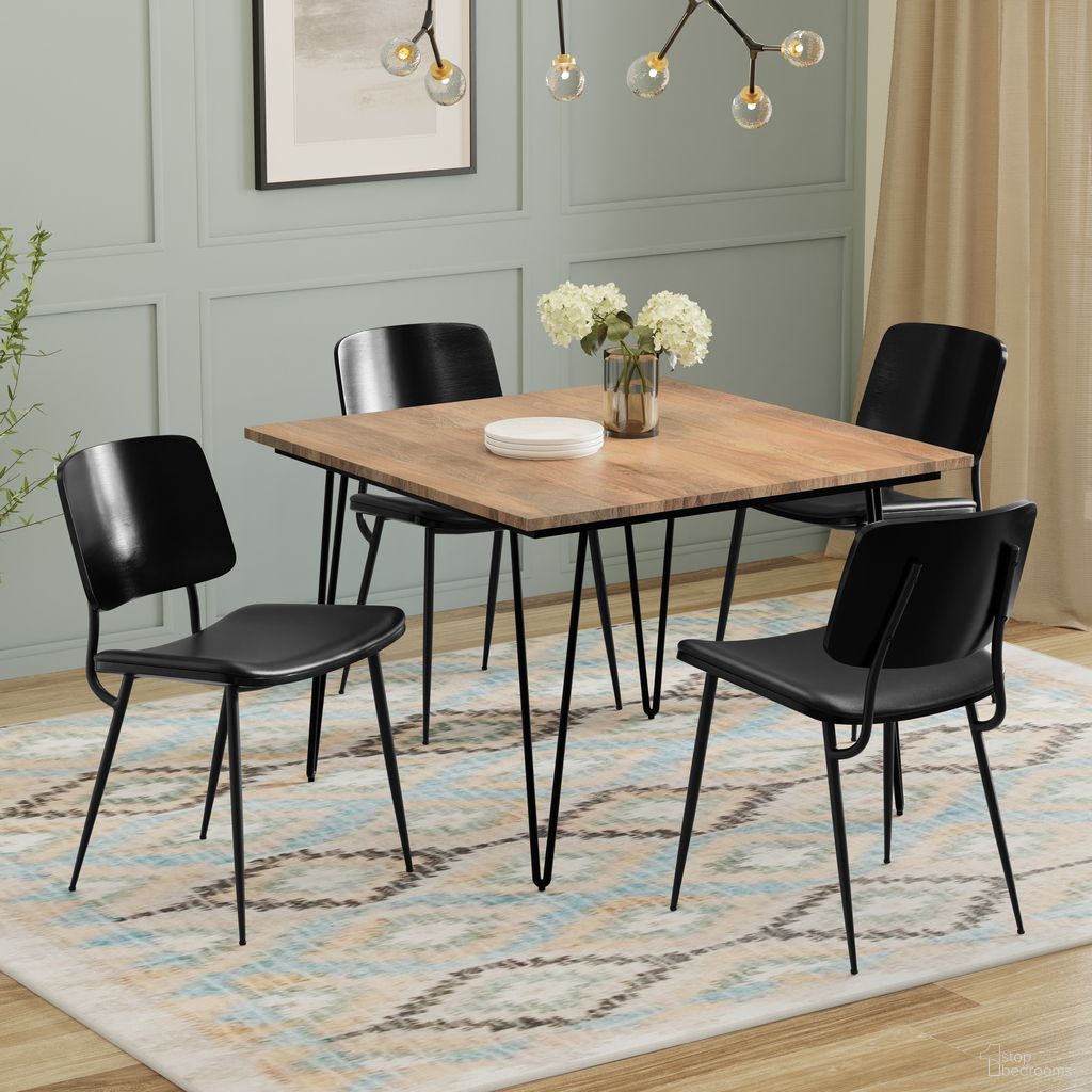 The appearance of Hayley/Hunter 5-Piece Dining Set In Black designed by Simpli Home in the modern / contemporary interior design. This black piece of furniture  was selected by 1StopBedrooms from Hayley Collection to add a touch of cosiness and style into your home. Sku: HL5DS002HN42BLNL. Table Base Style: Legs. Table Top Shape: Square. Size: 42" x 42". Material: Mango Wood.
