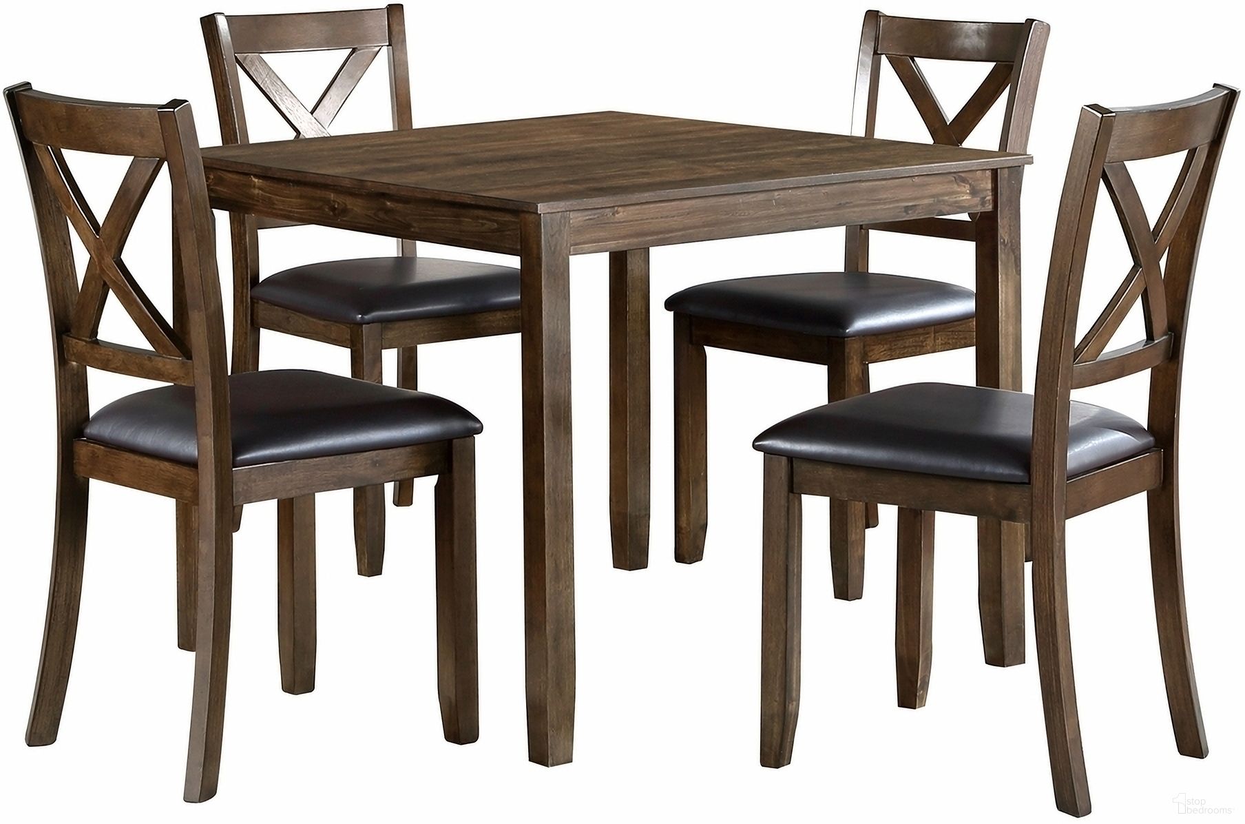The appearance of Hazel 5-Piece Pack Dinette Set In Brown designed by Homelegance in the transitional interior design. This brown piece of furniture was selected by 1StopBedrooms from Hazel Collection to add a touch of cosiness and style into your home. Sku: 5838CH-5P. Material: Faux Leather.