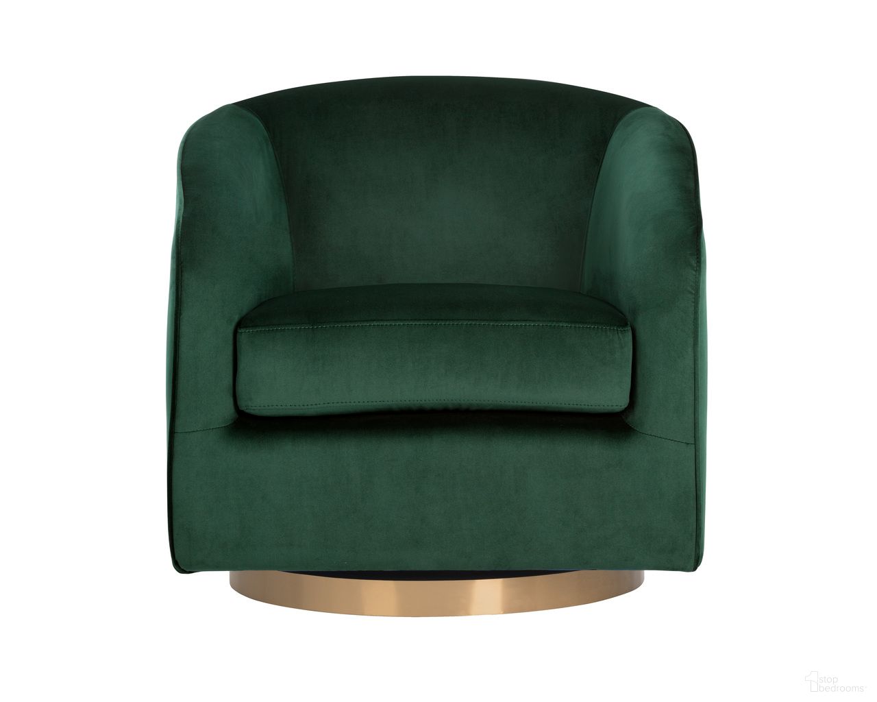 Hazel Swivel Lounge Chair In Gold and Deep Green Sky
