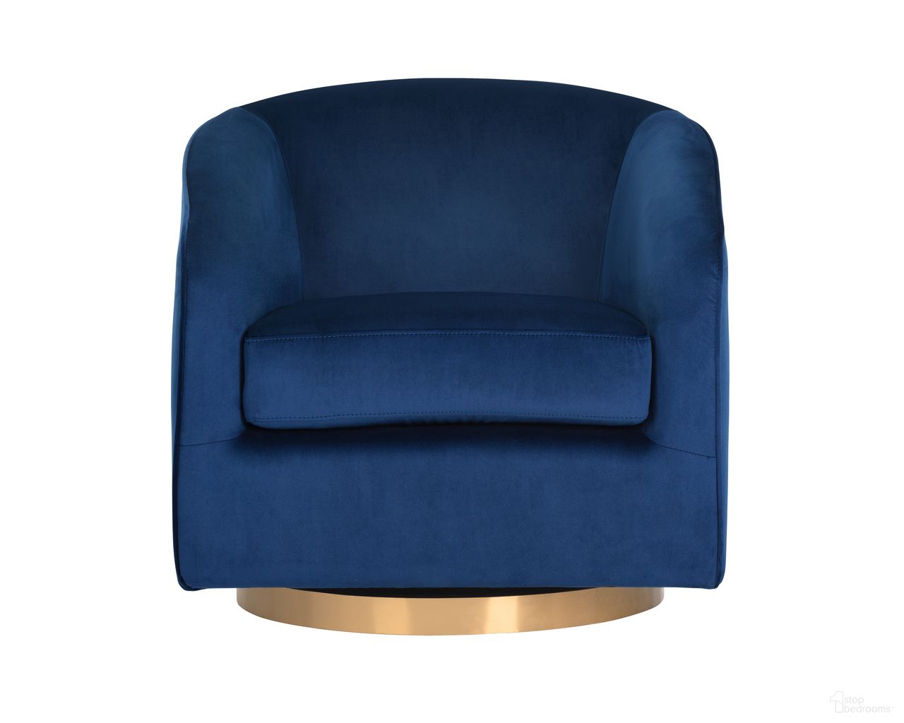 Hazel Swivel Lounge Chair In Gold and Navy Blue Sky
