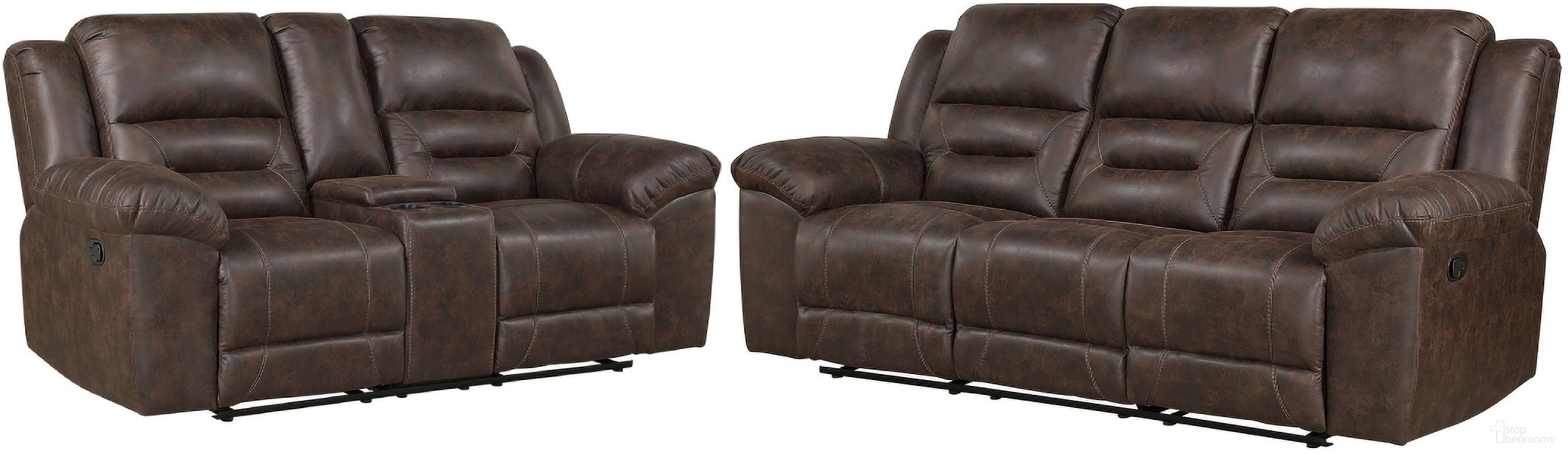 The appearance of Hazen Double Reclining Living Room Set In Dark Brown designed by Homelegance in the modern / contemporary interior design. This dark brown piece of furniture  was selected by 1StopBedrooms from Hazen Collection to add a touch of cosiness and style into your home. Sku: 8538DB-3;8538DB-2. Material: Microfiber.