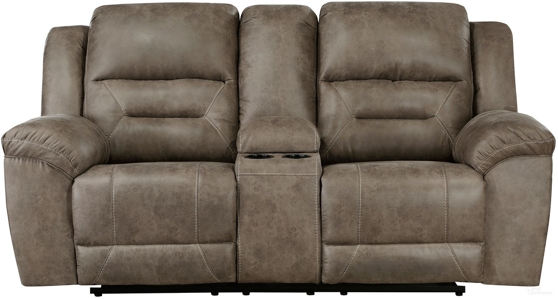 Hazen Double Reclining Love Seat with Center Console In Brown