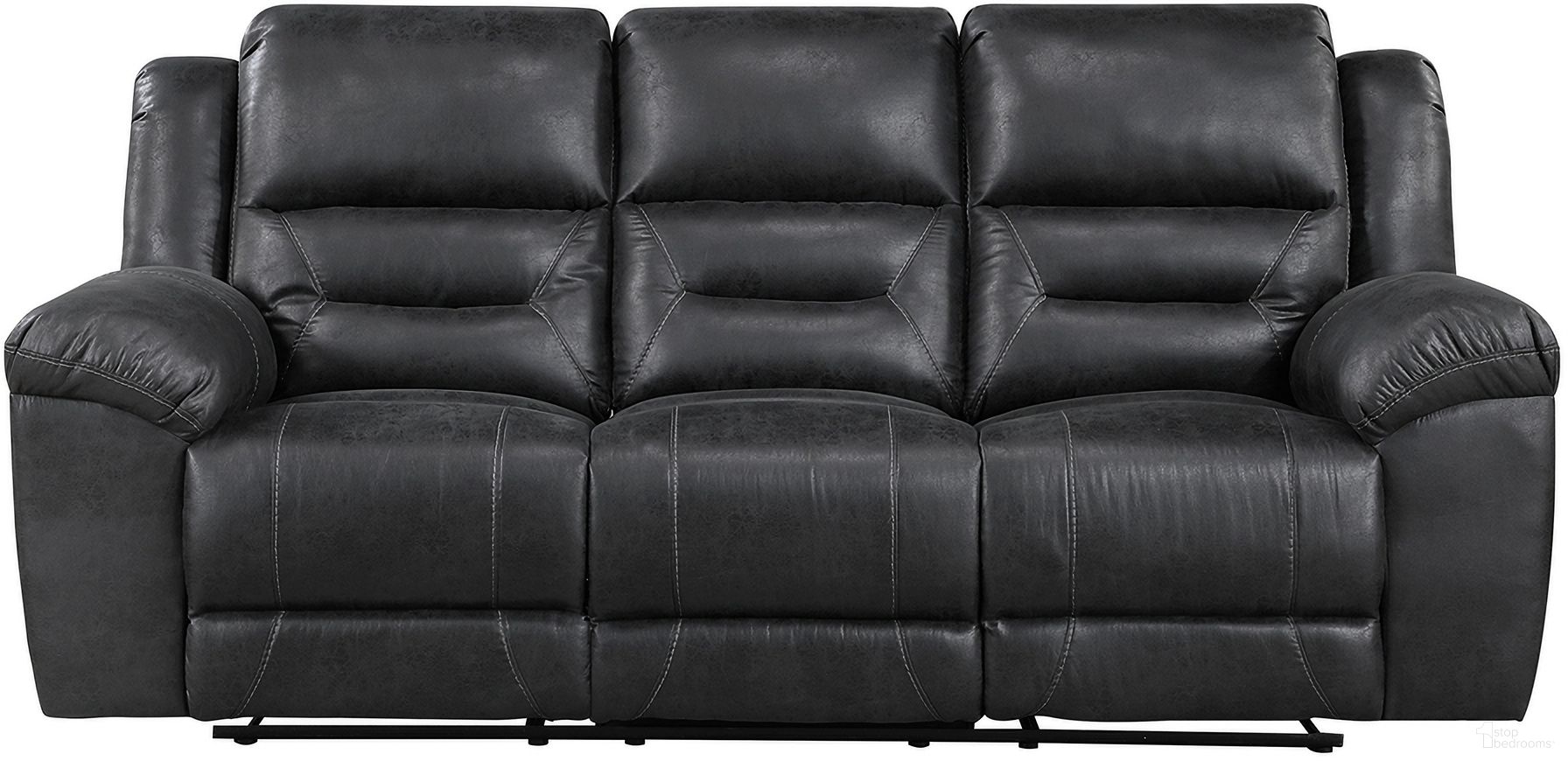 The appearance of Hazen Double Reclining Sofa In Black designed by Homelegance in the modern / contemporary interior design. This black piece of furniture was selected by 1StopBedrooms from Hazen Collection to add a touch of cosiness and style into your home. Sku: 8538BK-3. Material: Microfiber.