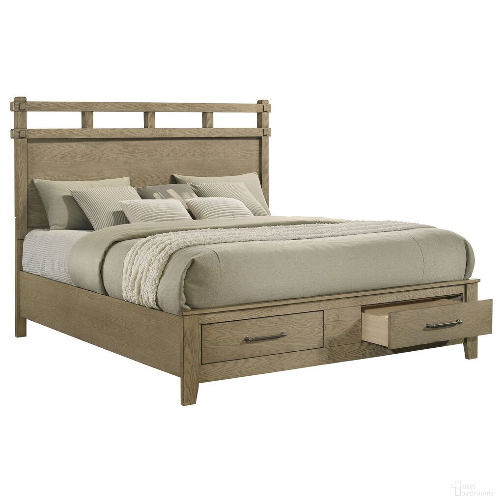 The appearance of Hazlewood 59-Inch Eastern King Storage Bed In Vineyard Oak designed by Coaster in the rustic / southwestern interior design. This vineyard oak piece of furniture was selected by 1StopBedrooms from Hazlewood Collection to add a touch of cosiness and style into your home. Sku: 207530KEB1;207530KEB2;207530KEB3. Bed Type: Storage Bed. Bed Size: King. Material: Particle Board.