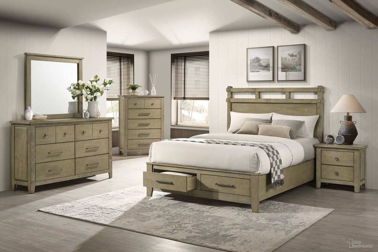 The appearance of Hazlewood Panel Storage Bedroom Set In Vineyard Oak designed by Coaster in the rustic / southwestern interior design. This vineyard oak piece of furniture was selected by 1StopBedrooms from Hazlewood Collection to add a touch of cosiness and style into your home. Sku: 207530QB1;207530QB2;207530QB3;207532. Bed Size: King. Material: Engineered Wood.