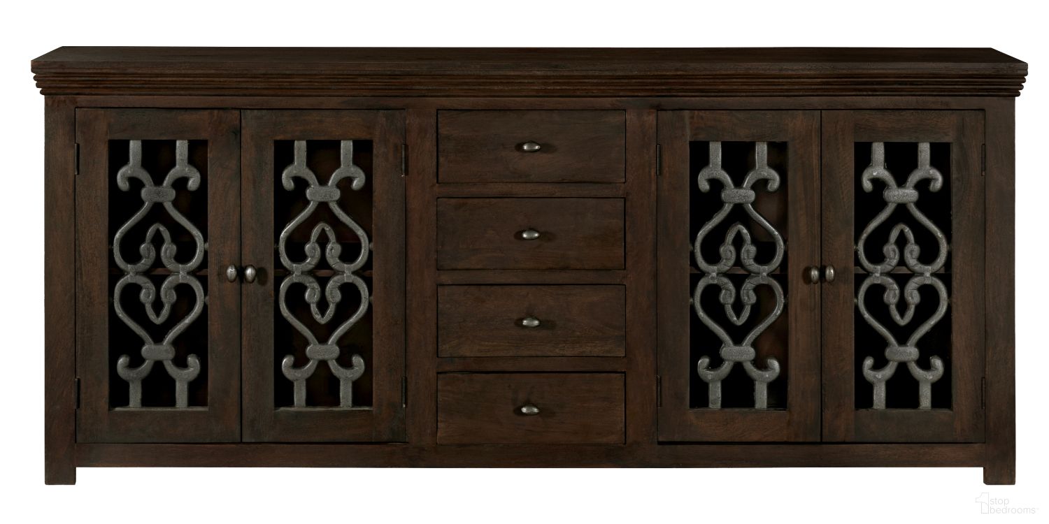 The appearance of Hearst Sideboard 4-Door 4-Drawer In Barista Brown designed by Moti in the traditional interior design. This brown piece of furniture was selected by 1StopBedrooms from Hearst Collection to add a touch of cosiness and style into your home. Sku: 77609021. Material: Wood.