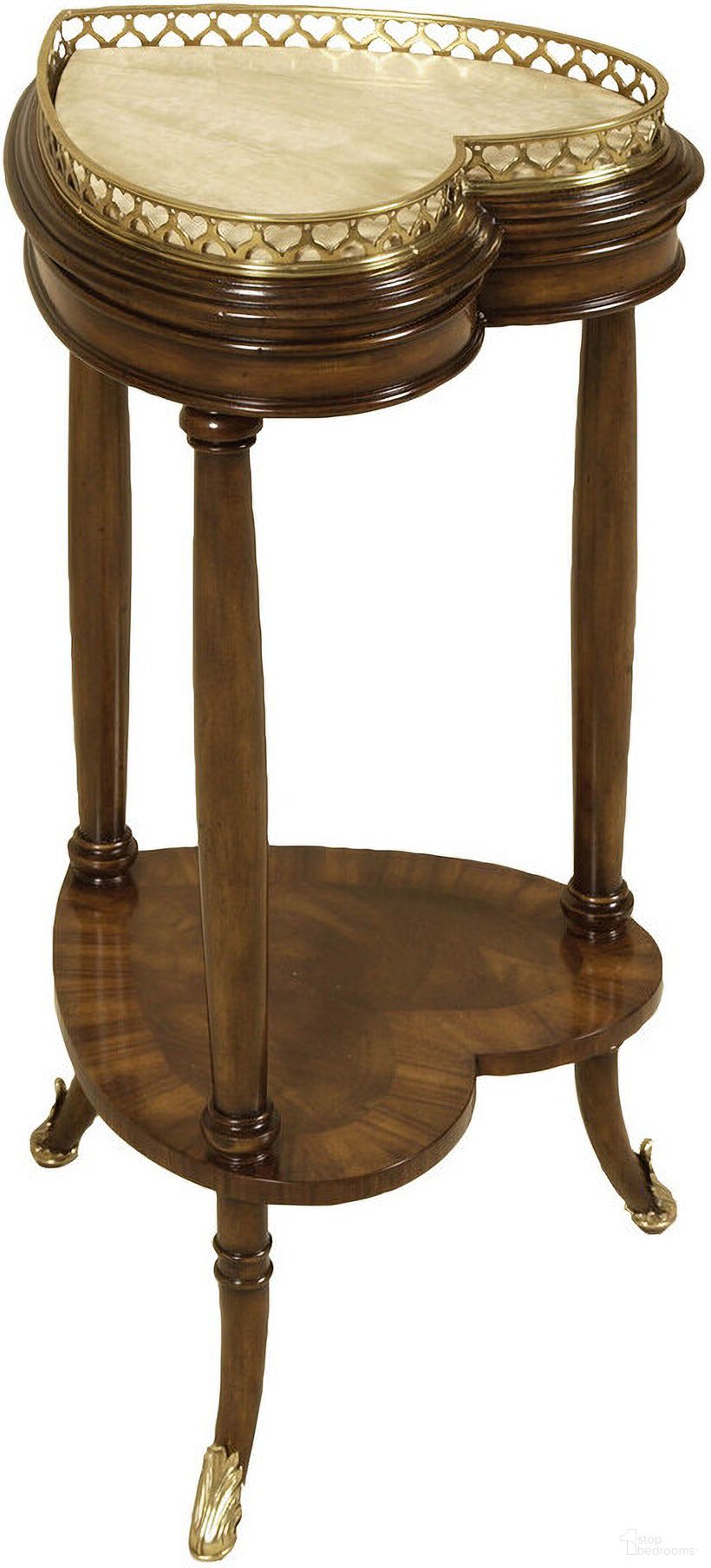 The appearance of Heart Accent Table In Brown and Off White designed by Maitland-Smith in the modern / contemporary interior design. This brown/off white piece of furniture  was selected by 1StopBedrooms from Maitland Smith Collection to add a touch of cosiness and style into your home. Sku: 8119-32. Material: Walnut.