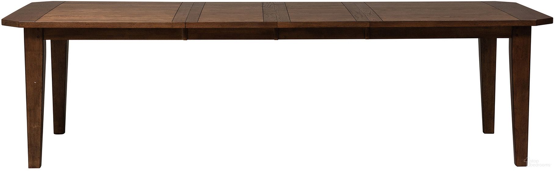 The appearance of Hearthstone Rustic Oak Rectangular Leg Table designed by Liberty in the country / farmhouse interior design. This brown piece of furniture was selected by 1StopBedrooms from Hearthstone Collection to add a touch of cosiness and style into your home. Sku: 382-T4408. Table Base Style: Legs. Material: Wood. Table Top Shape: Rectangular. Size: 108" x 44".