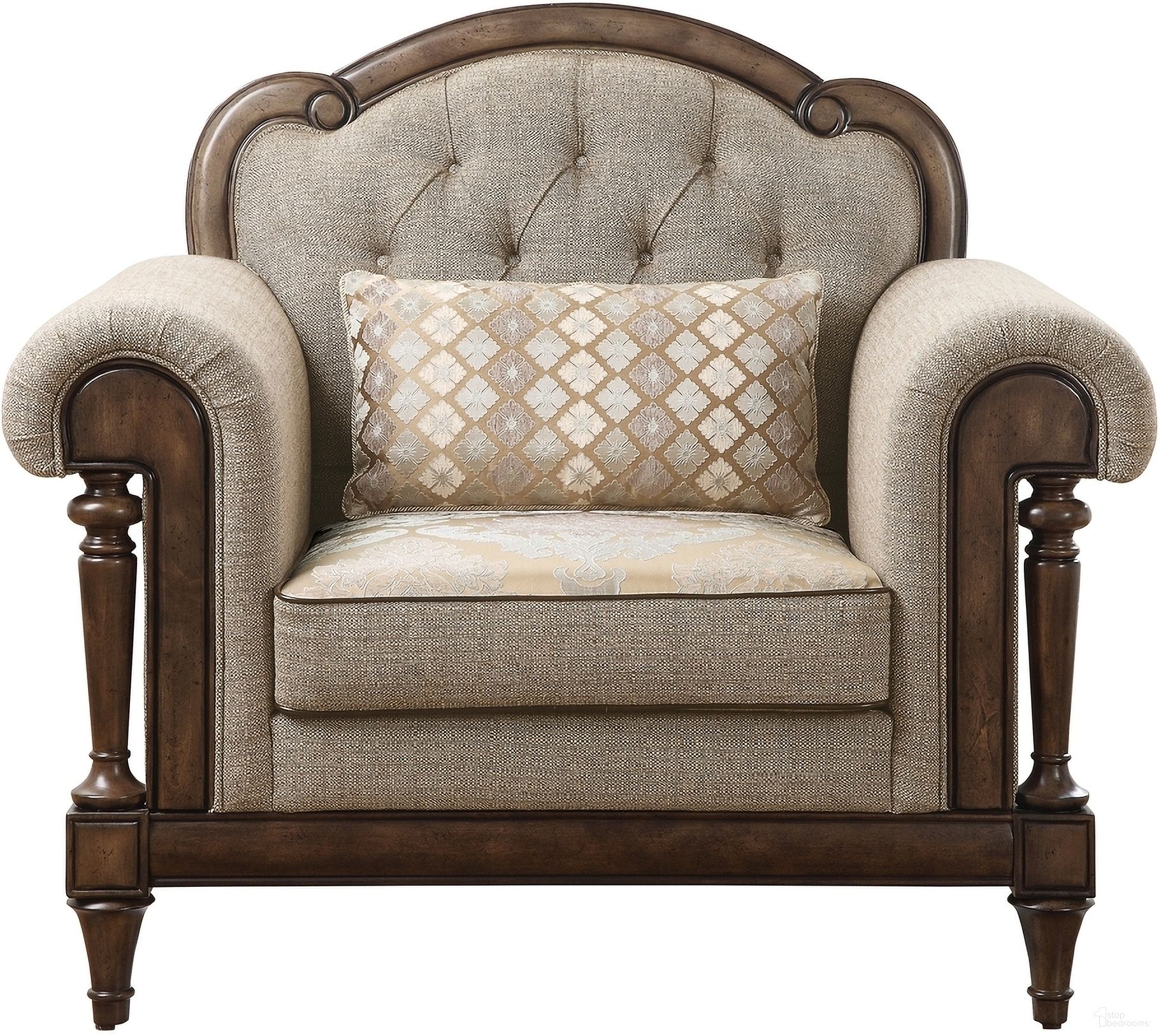 The appearance of Heath Court Chair In Brown designed by Homelegance in the traditional interior design. This brown piece of furniture  was selected by 1StopBedrooms from Heath Court Collection to add a touch of cosiness and style into your home. Sku: 16829-1. Material: Textured.
