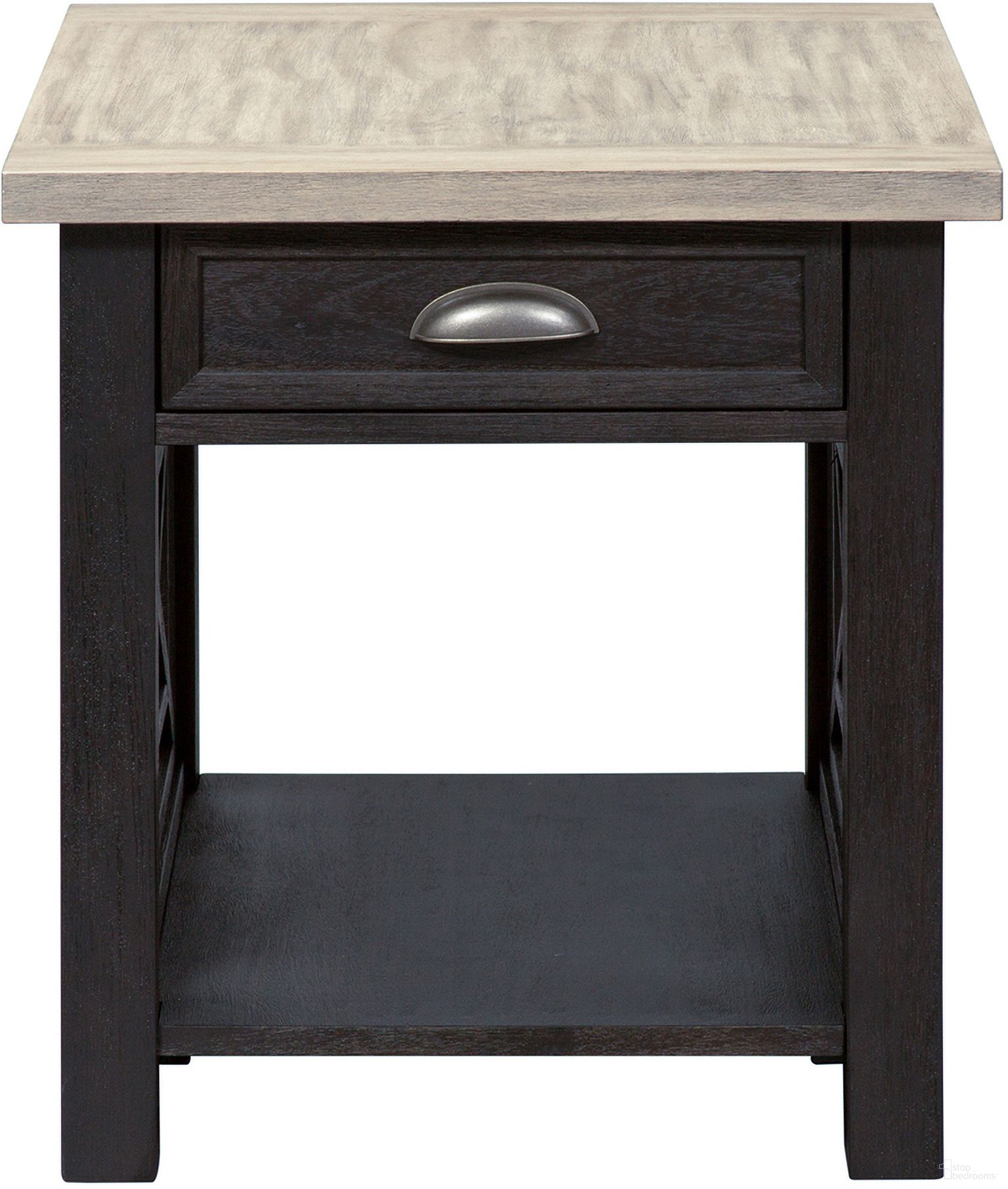 The appearance of Heatherbrook Charcoal Drawer End Table designed by Liberty in the traditional interior design. This charcoal piece of furniture  was selected by 1StopBedrooms from Heatherbrook Collection to add a touch of cosiness and style into your home. Sku: 422-OT1022. Material: Wood.