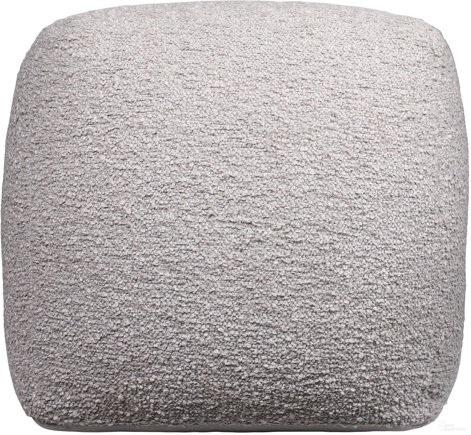 Heavo Solid Hand-Woven Boucle Pouf In Gray