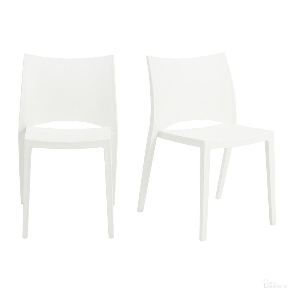 The appearance of Heavy Duty Plastic Outdoor Stacking Dining Chairs Set of 2 In White designed by Homeroots in the modern / contemporary interior design. This white piece of furniture  was selected by 1StopBedrooms from  to add a touch of cosiness and style into your home. Sku: 400640. Material: Plastic.