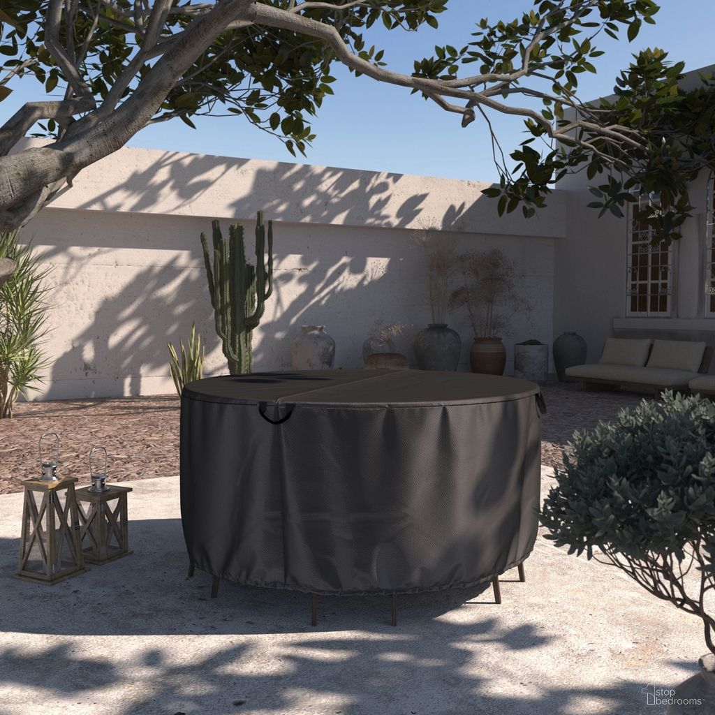 Heavy Duty Water Resistant 68 Inch Diameter Round Patio Dining Set Cover In Beige