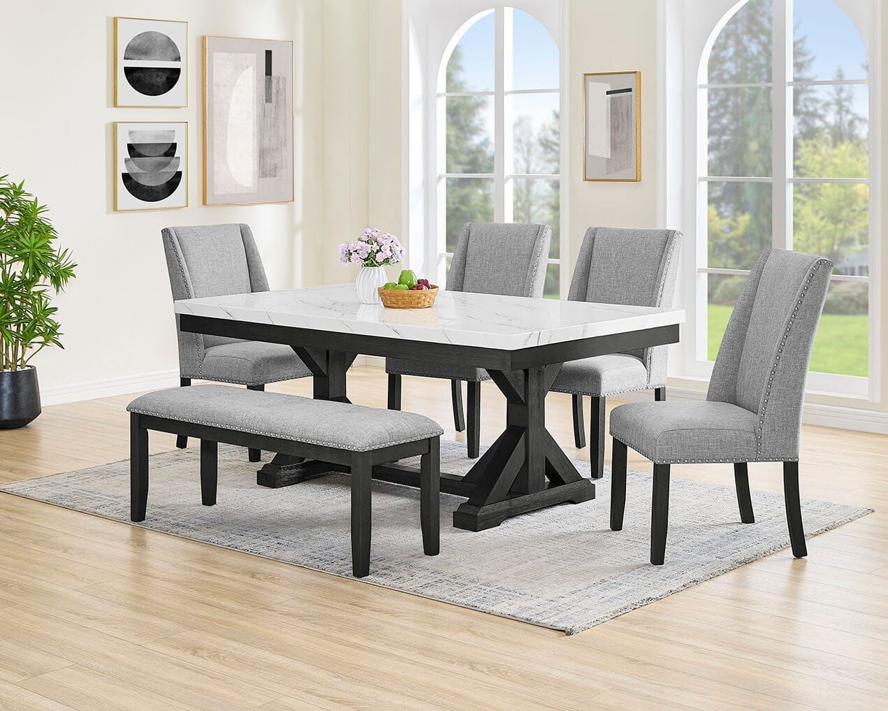 Hector Dining Room Set In Rustic Gray