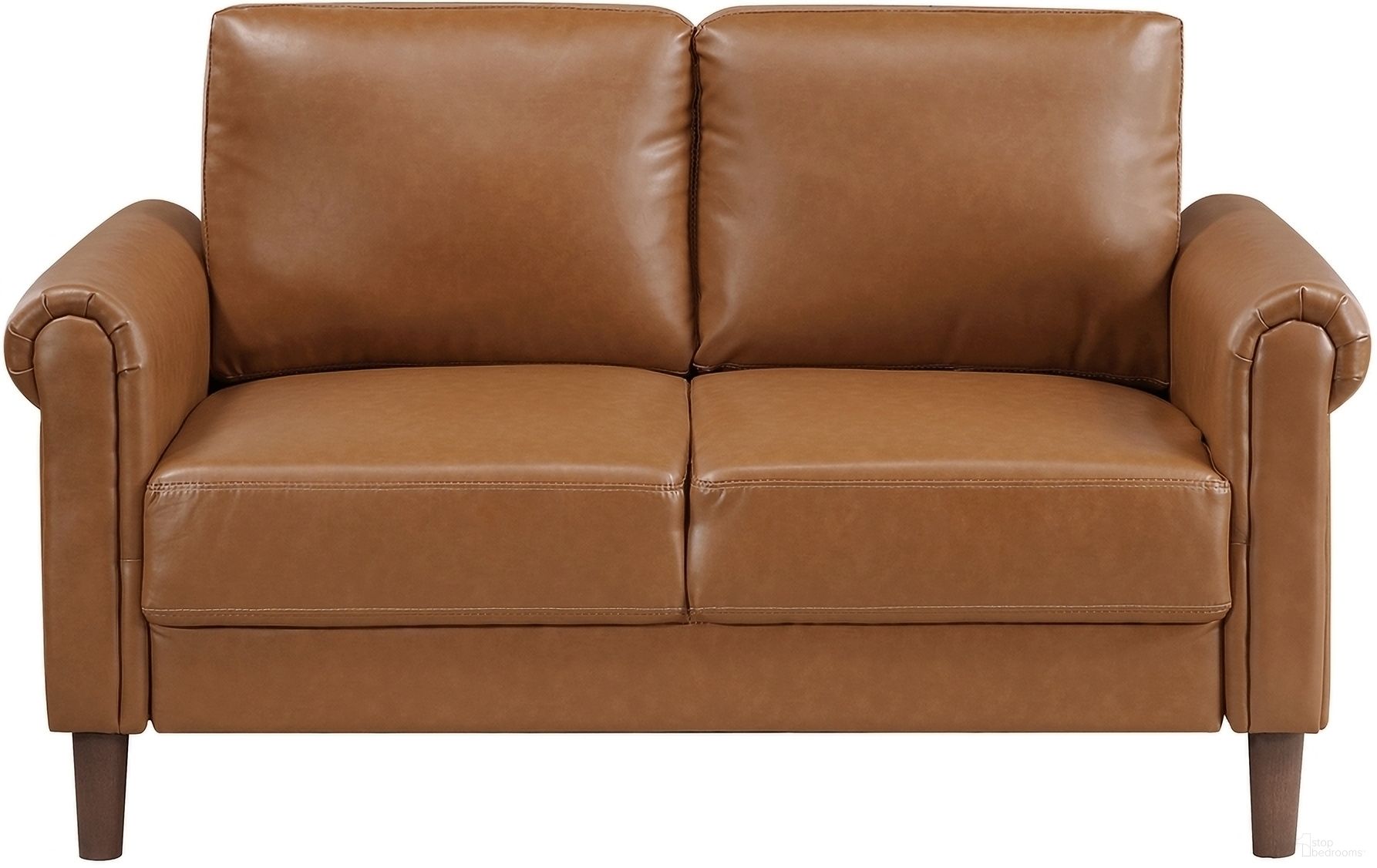 The appearance of Hector Loveseat In Brown designed by Homelegance in the transitional interior design. This brown piece of furniture  was selected by 1StopBedrooms from Hector Collection to add a touch of cosiness and style into your home. Sku: 9690BRW-2. Material: Faux Leather.