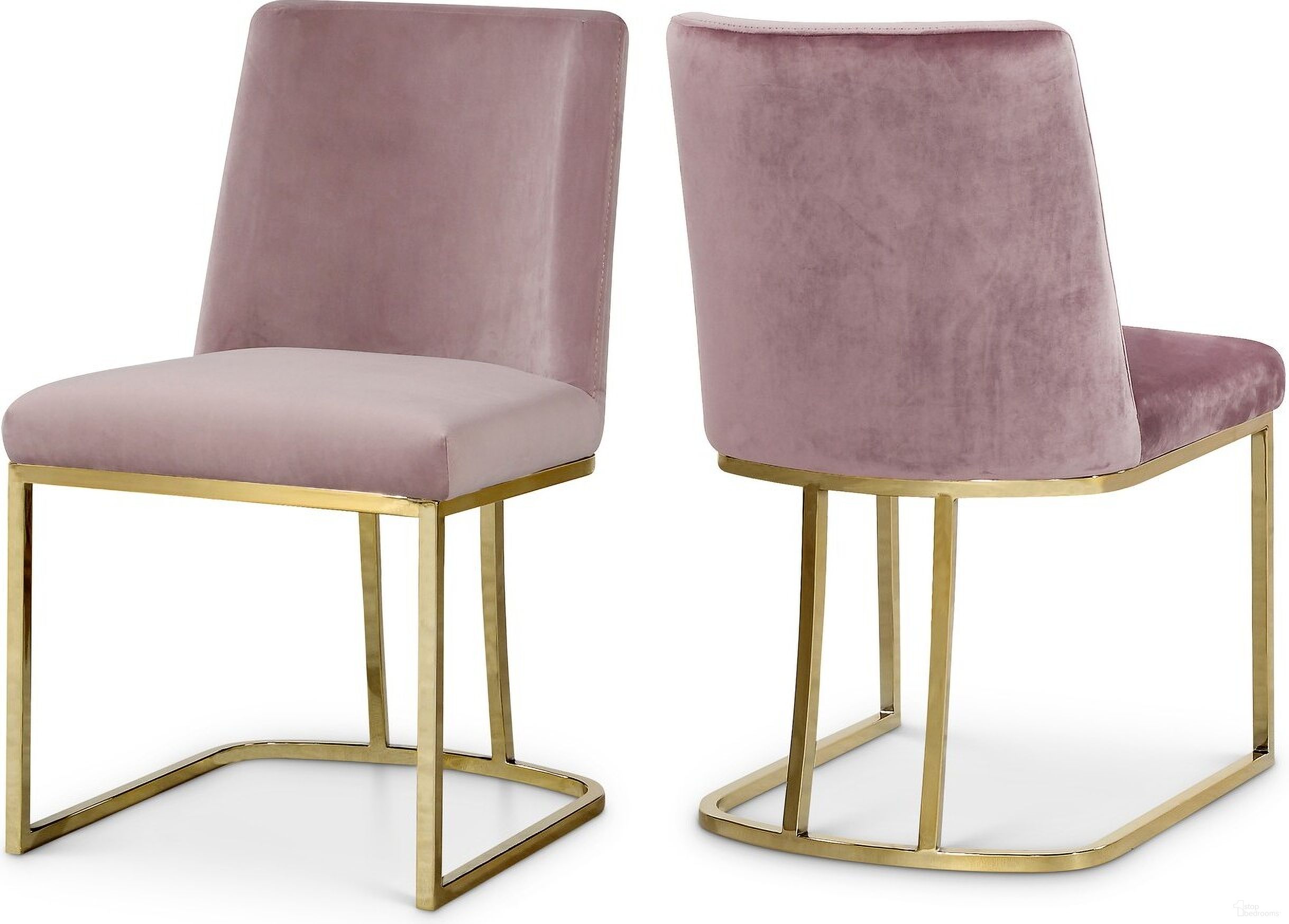 Heidi Velvet Dining Chair Set of 2 In Pink