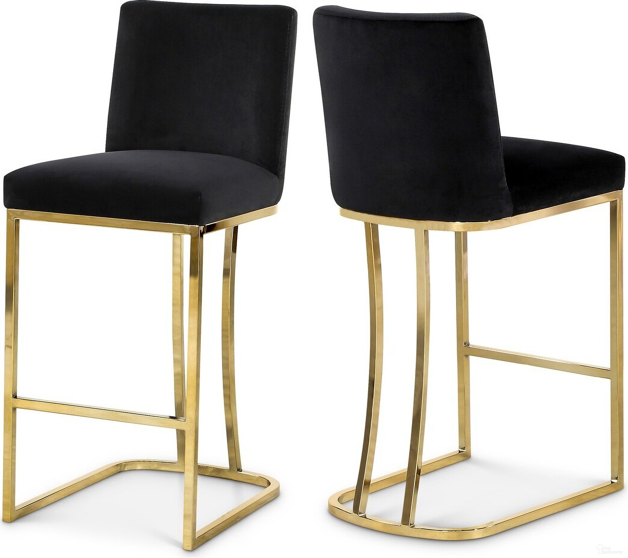 The appearance of Heidi Velvet Stool In Black/Gold designed by Meridian in the modern / contemporary interior design. This black piece of furniture was selected by 1StopBedrooms from Heidi Collection to add a touch of cosiness and style into your home. Sku: 777Black-C. Material: Velvet.