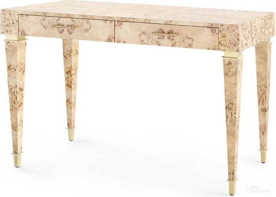 The appearance of Helena Desk In Burl designed by Villa & House in the transitional interior design. This burl piece of furniture was selected by 1StopBedrooms from Helena Collection to add a touch of cosiness and style into your home. Sku: HLN-350-24. Material: Wood.