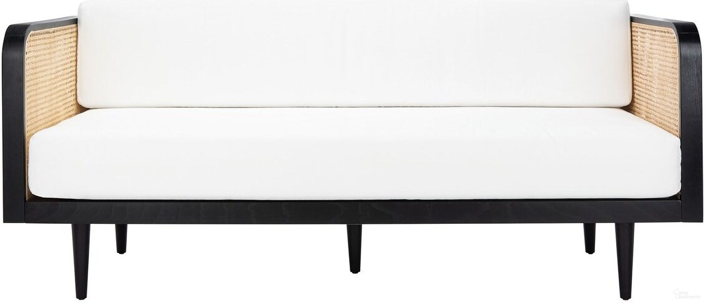 The appearance of Helena French Cane Daybed In Black And Natural designed by Safavieh Couture in the transitional interior design. This black and natural piece of furniture was selected by 1StopBedrooms from Helena Collection to add a touch of cosiness and style into your home. Sku: SFV4100A. Bed Type: Daybed. Material: Wood.