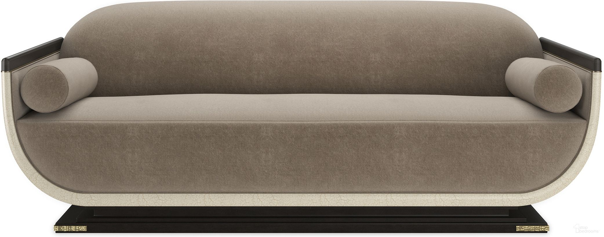 The appearance of Helena Sofa In Brown designed by Caracole in the transitional interior design. This brown piece of furniture was selected by 1StopBedrooms from Helena Collection to add a touch of cosiness and style into your home. Sku: UPH-424-111-A. Material: Velvet.
